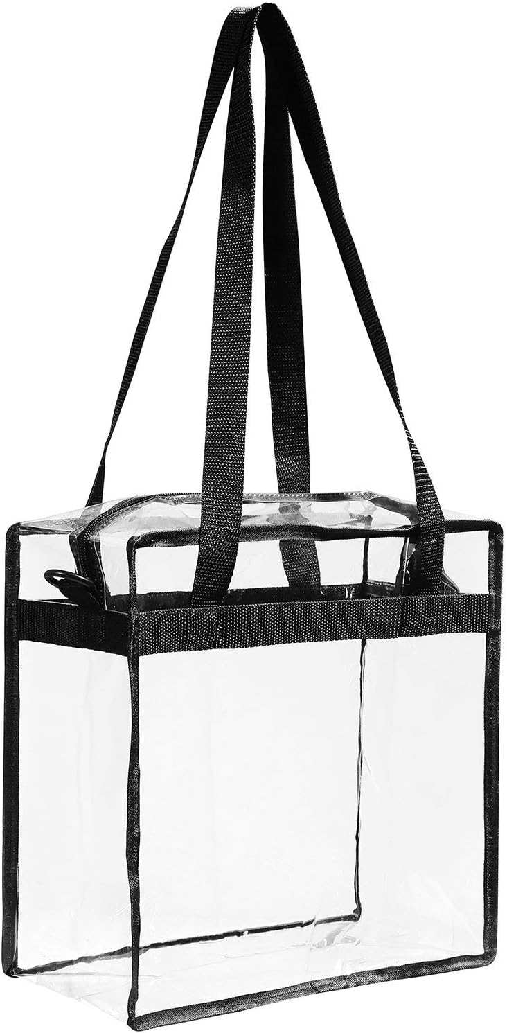 BAGAIL Clear Bags 12x6x12 Stadium Approved Clear Tote Bag with Zipper Closure Crossbody Shoulder Bag with Adjustable Strap
