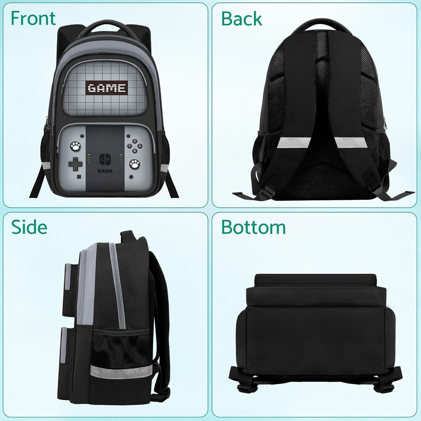 Kids Backpack For Boys，Gamer Boys Backpack For Children Teens Elementary Middle School, 17″