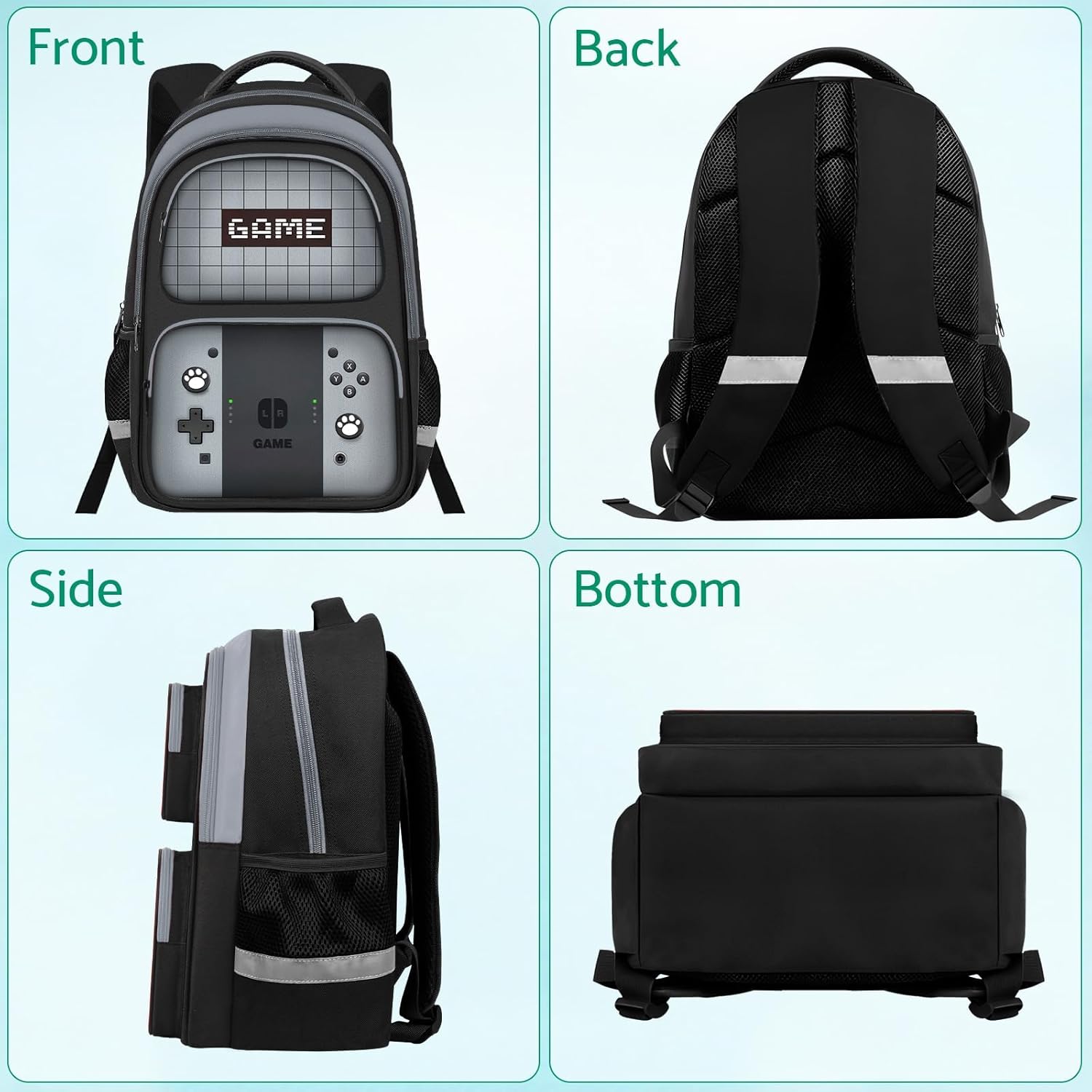 Kids Backpack For Boys，Gamer Boys Backpack For Children Teens Elementary Middle School, 17″