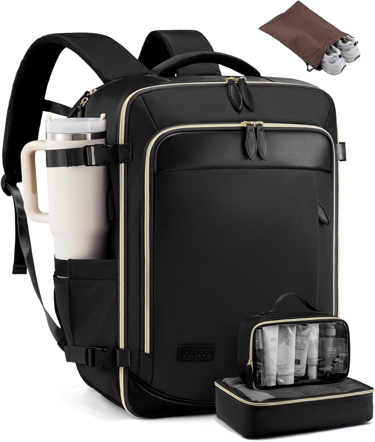 LOVEVOOK 50L Travel Backpack Carry On Airline Approved, Large Backpack with 3 Packing Cubes, TSA