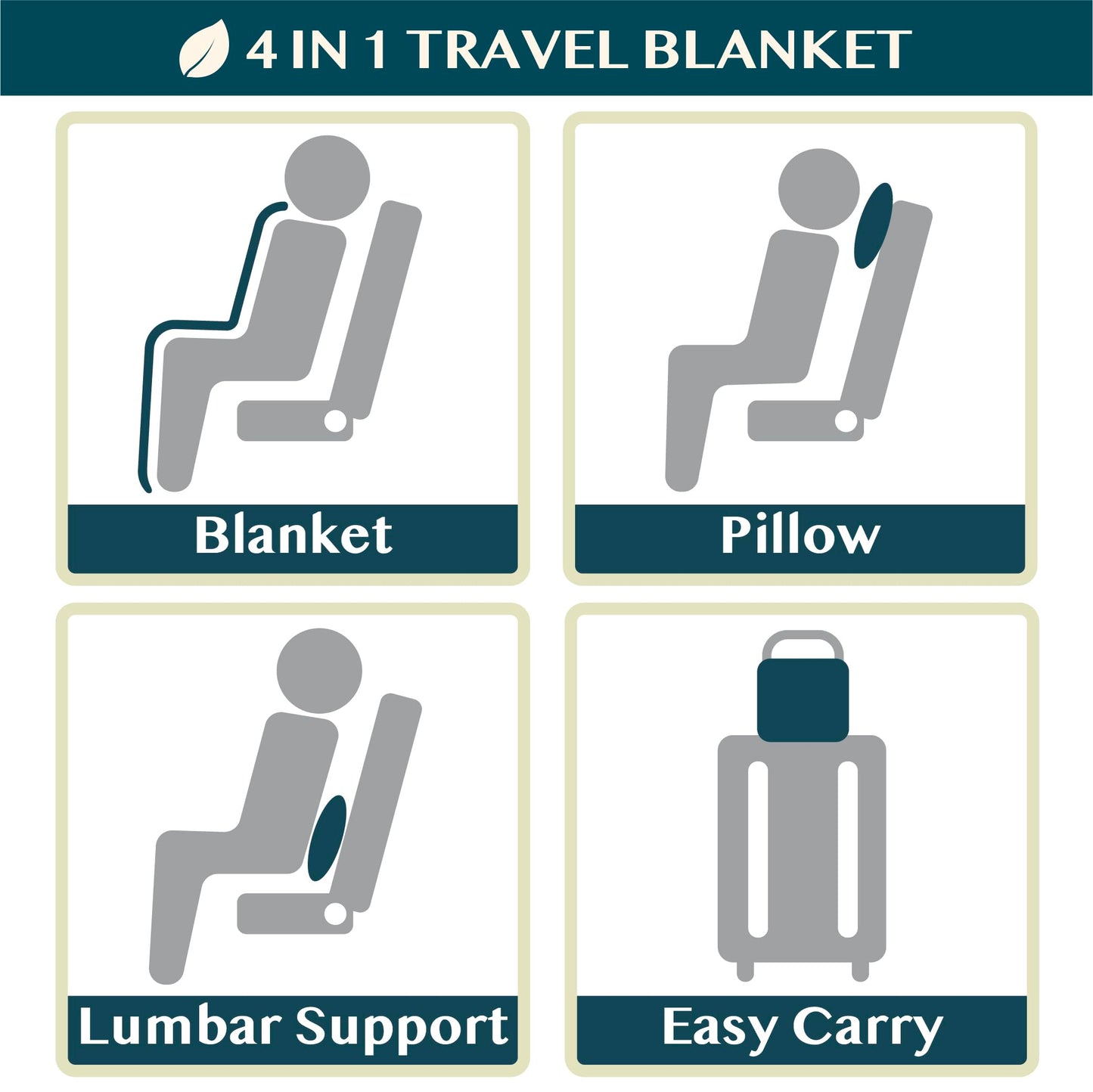 PAVILIA Travel Blanket and Pillow, Arms Opening Airplane Blankets for Adults, Compact Plane Blanket