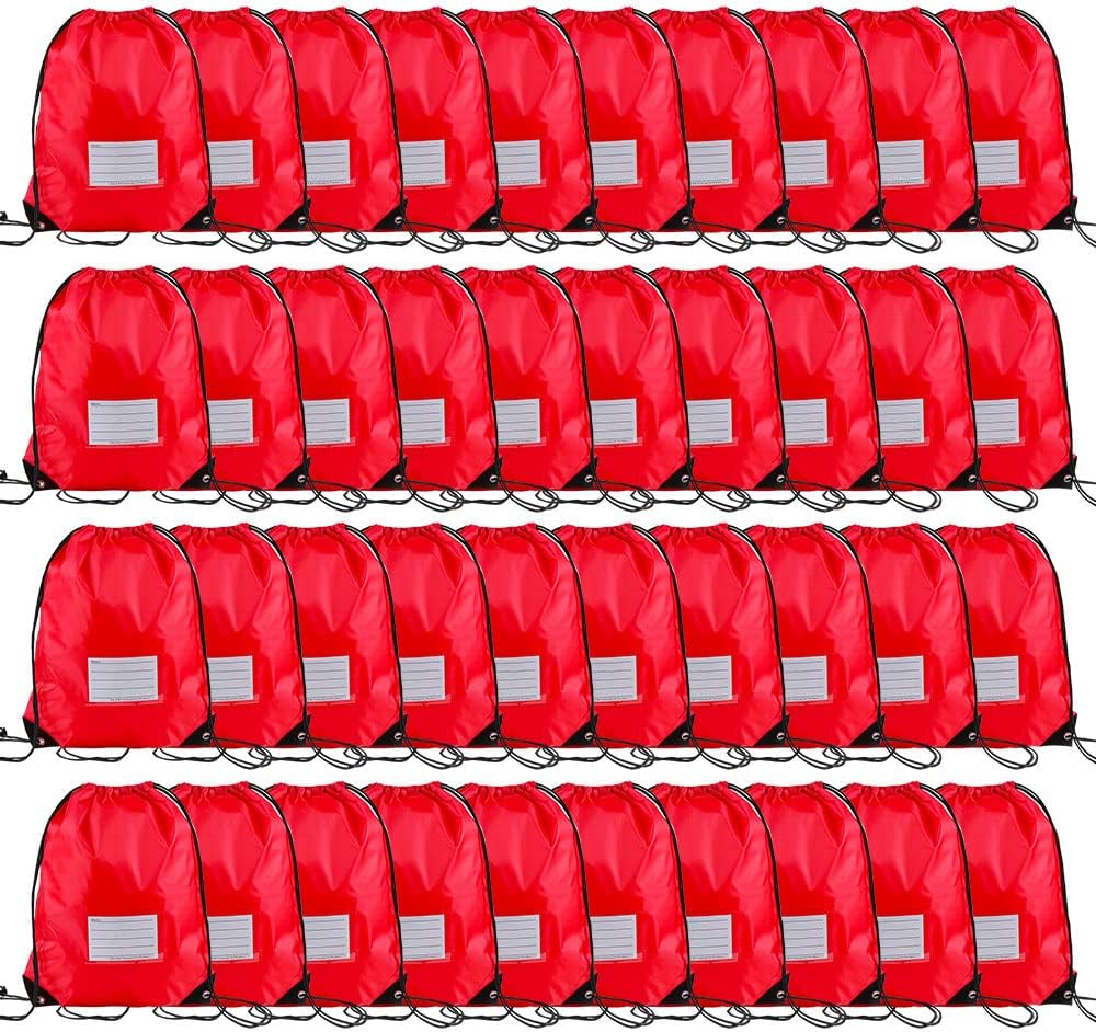 40 Pcs Drawstring Bags,Bulk Draw String Backpack, DIY Gym Sports Cinch Bag Sackpack for Women Men, Red