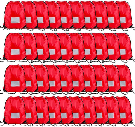 40 Pcs Drawstring Bags,Bulk Draw String Backpack, DIY Gym Sports Cinch Bag Sackpack for Women Men, Red