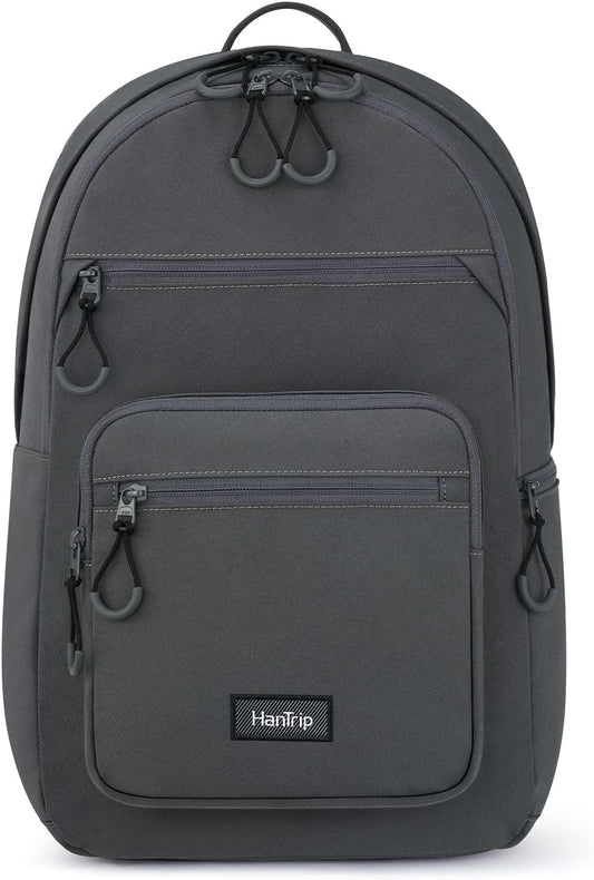 Carry On Travel Backpack For Women, 18 Inch Water Resistant Large Backpack Lightweight Bookbag For Men, 8x14x18 Personal Item Bag Casual Daypack Backpacks For Work Office Commuter (Dark Gray)