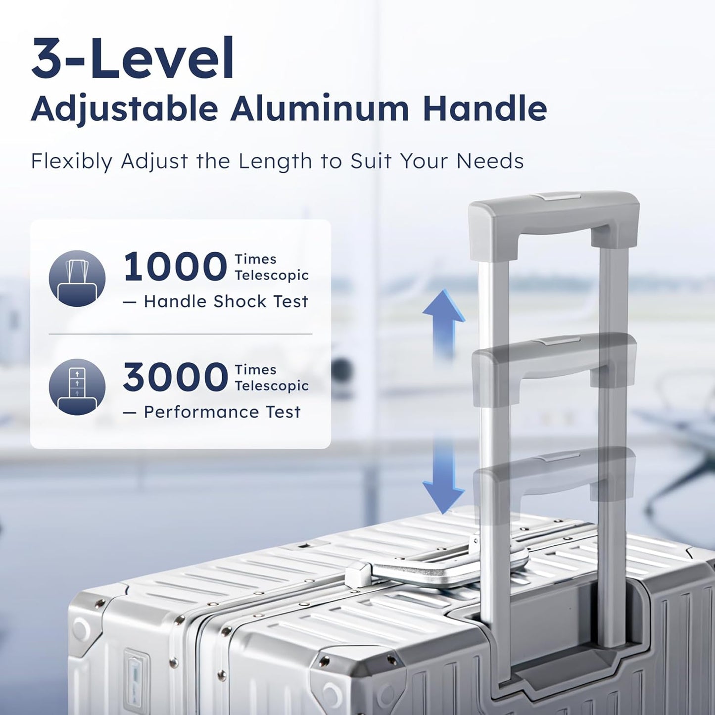 ALPHA CAMP 3 Piece Luggage Sets With Layer Dual Aluminum Frame,TSA Spinner Wheels, 3-Layer PC Hardside Carry on and Checked Lightweight Zipperless Suitcase Sets,Type-C USB Charging Port, Cup Holder