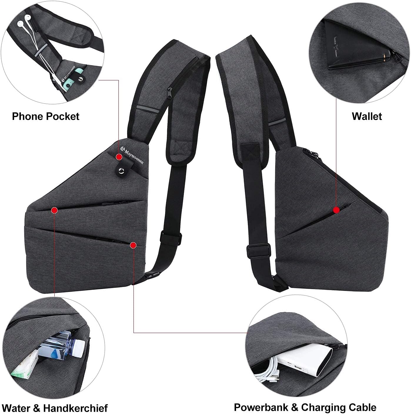 Men Small Sling Shoulder Crossbody Bag Anti-theft One Strap Casual Chest Bags Slim Backpack Outdoor Hiking Biking
