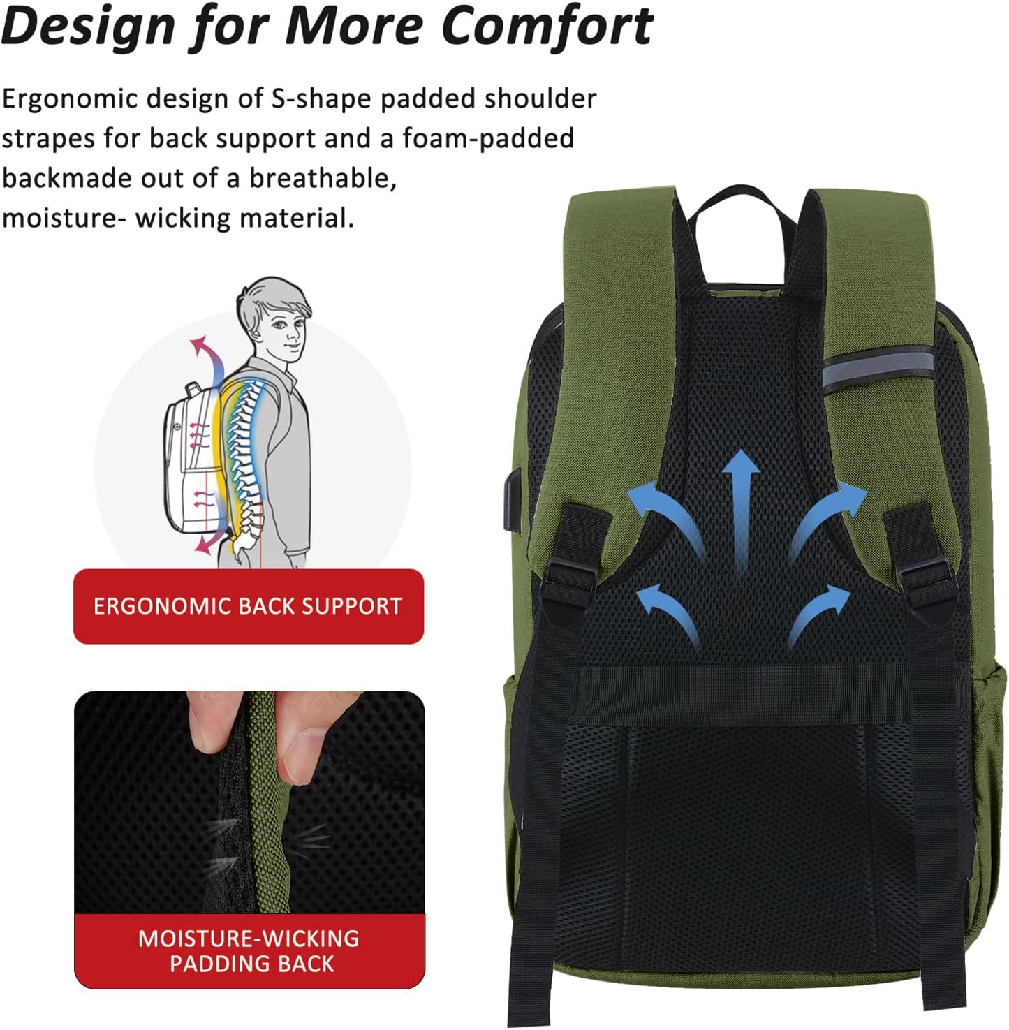 MAXTOP Deep Storage Laptop Backpack with USB Charging Port[Water Resistant] College School Computer Bookbag Fits 17 Inch Laptop