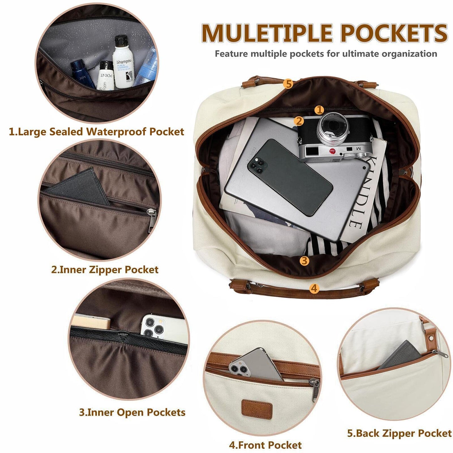 4PCS Weekender Bags for Women Large Overnight Weekend Travel Duffel Bags