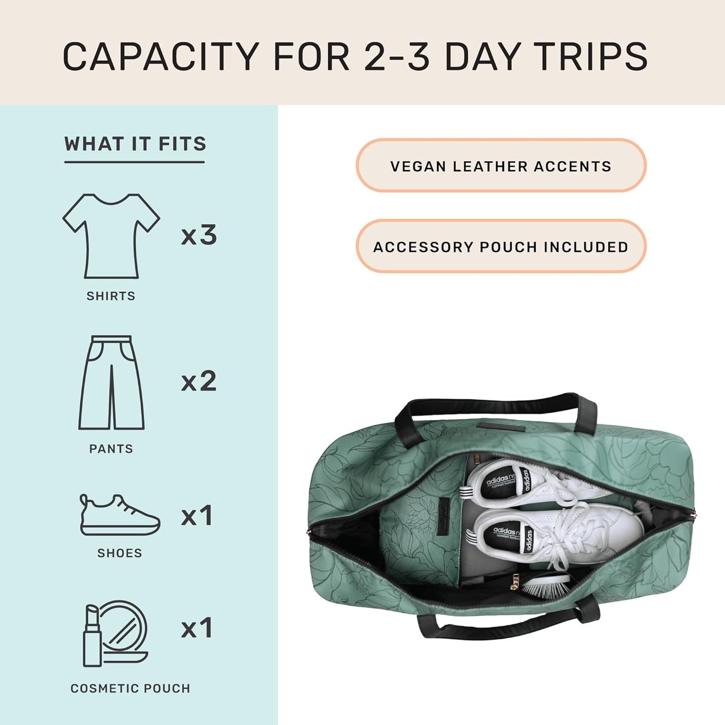 Jadyn Luna Women's Weekender Bag and Travel Duffel, Large 37 Liter Capacity
