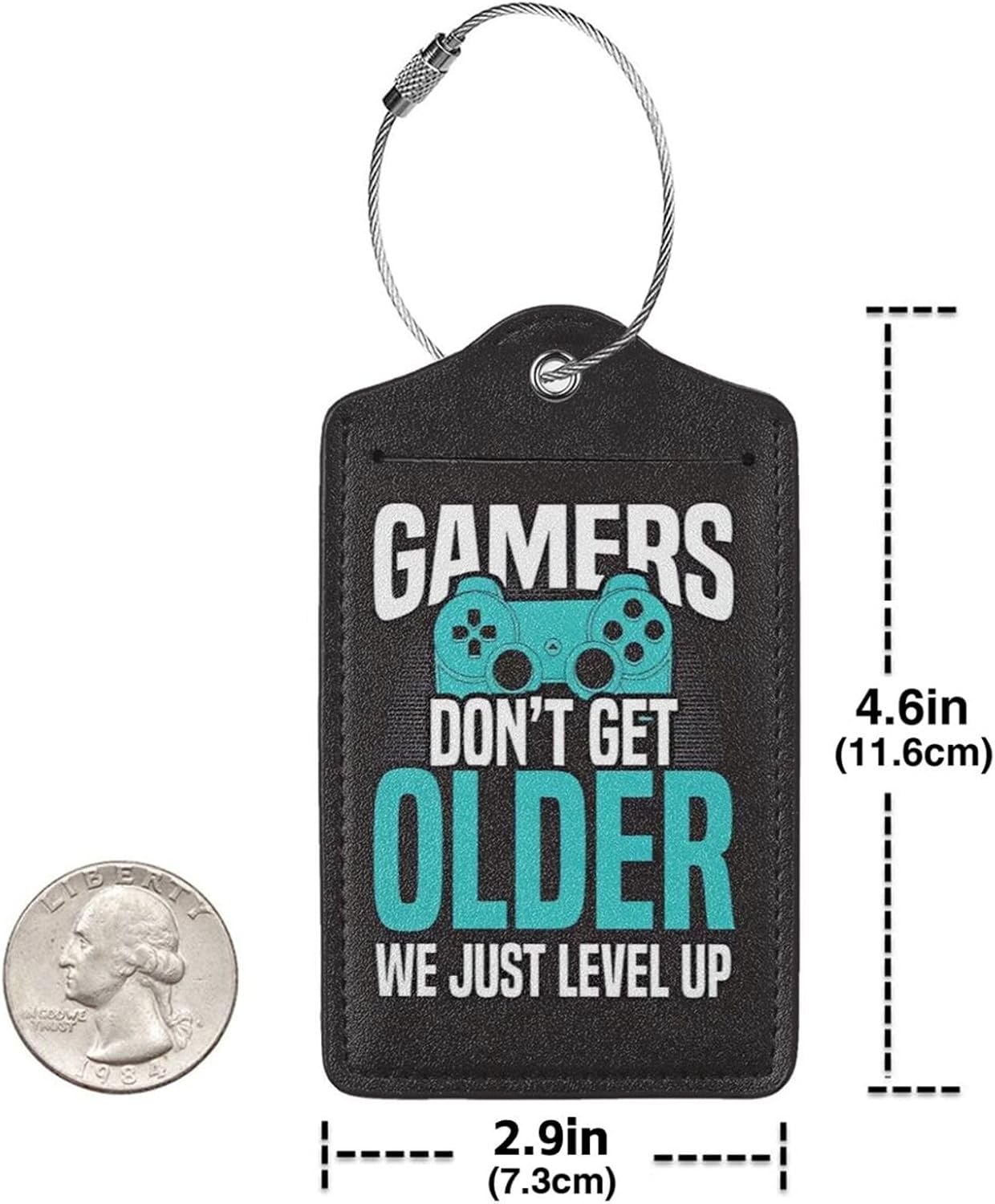 2 Pack Luggage Tags for Suitcase, Privacy Cover ID Label with Stainless Steel and Address Card for Travel Bag Backpack Cruise Ship Essentials Tag Boys Girls Kids Teens - Gamers We Just Level Up