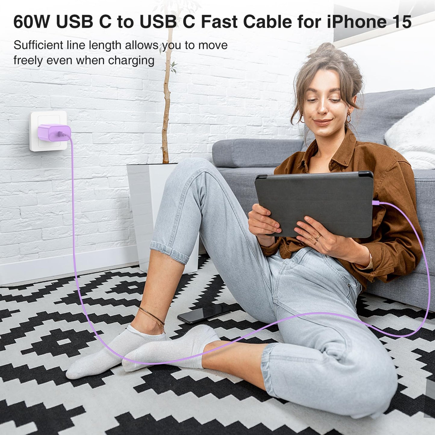 iPhone 17 16 15 Charger Block and 10ft Type C to C Cable Cord Long, 20W USB C Fast Charging Plug for Apple iPhone 17 Pro Max/17 Air/16 Pro Max/16 Plus/15 Pro/15/AirPods/iPad/Mini Wall Cube Brick Box