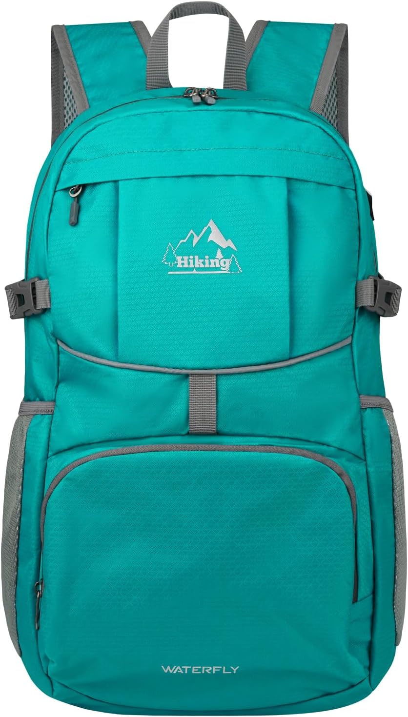 WATERFLY Hiking Packable Daypack Backpack: 35L Ultra Lightweight Day Pack for Woman Man - Large