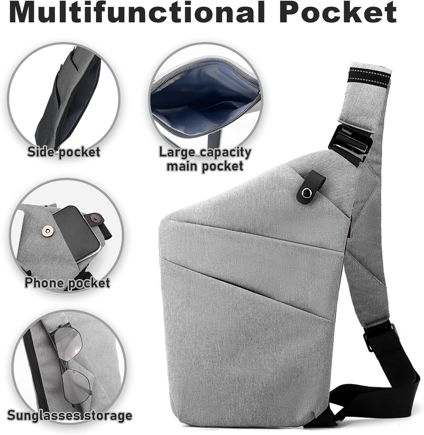 Anti Theft Travel Bag, One Shoulder Large Capacity Cross-body Bag Chest Fashion Lightweight Sling Bags for Travel Sports