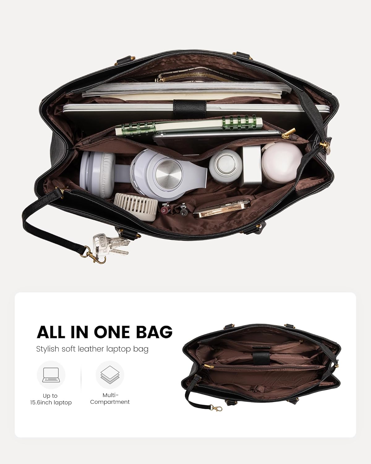 LOVEVOOK Laptop Bag for Women,15.6 Inch Laptop Tote Bag for Women,Vintage Leather Work Tote Bags Computer Teacher Bag,Waterproof Business Office Briefcase