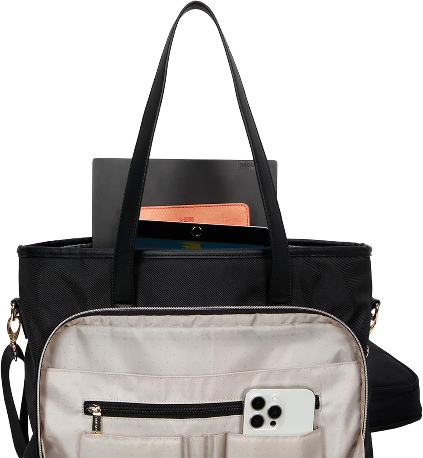 Kenneth Cole REACTION Madison Square Lightweight Hardside Chevron Expandable Spinner Luggage, Black, 2-Piece (20" Carry On + Tote)