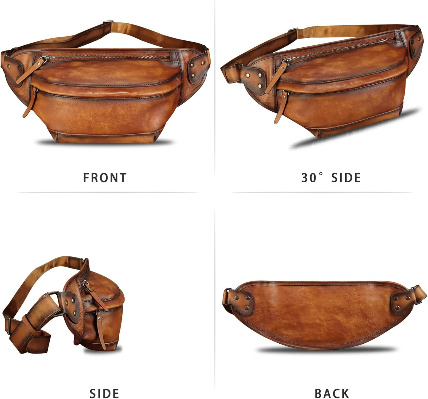 Genuine Leather Fanny Packs for Men and Women Hip Waist Bag Real Leather Fanny Sling Bag Crossbody