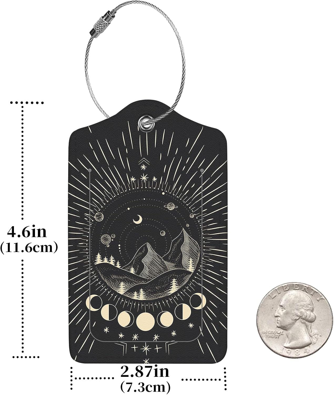 2 Pcs Luggage Tags for Suitcase, Cute Unique PU Leather Travel Bag Tag with Privacy Cover ID Label