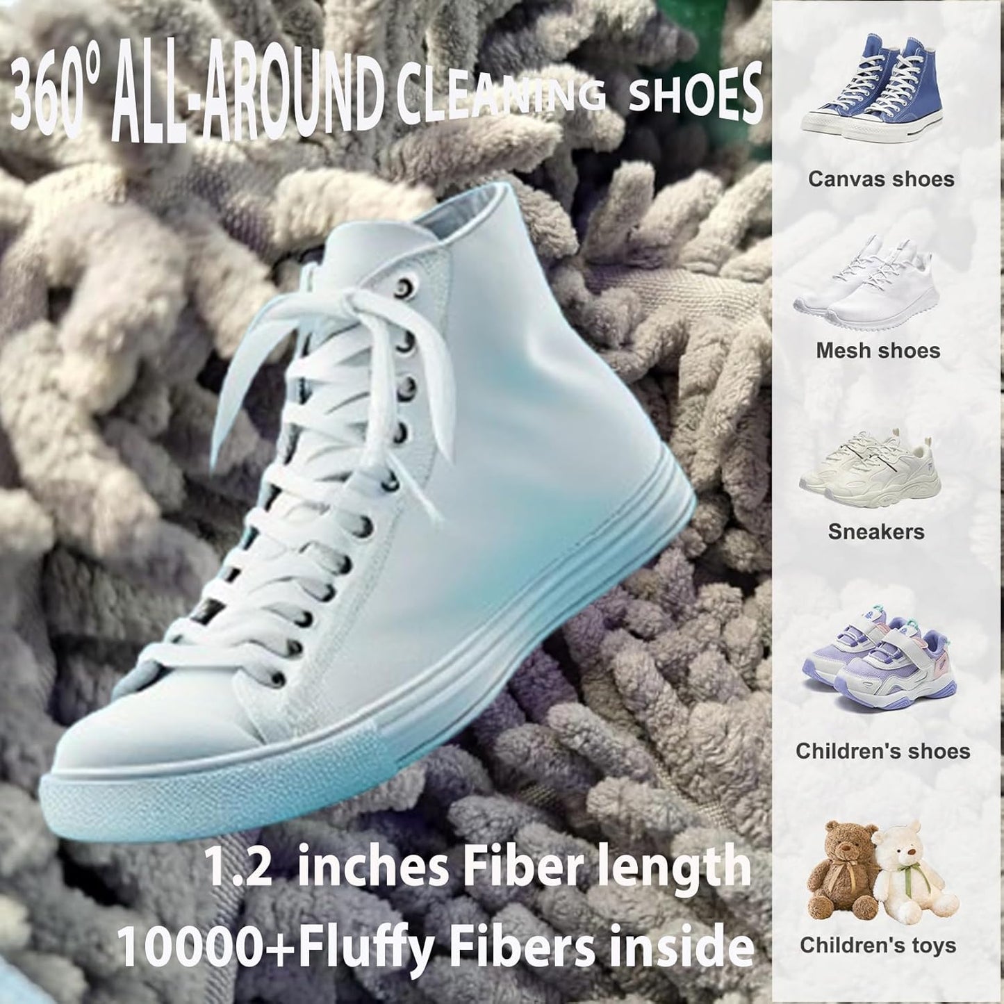2Pcs Shoe Washing Machine Bag, Durable Laundry Shoe Bag for Washing Machine, Fluffy Fibers 360° Cleaning, Includes Liquid Shoe Brush & Travel Dust Bag, Ideal for Sneakers & Gym Shoes (Gray)