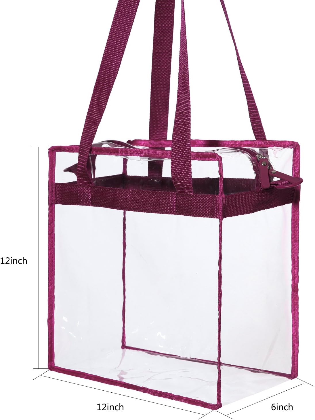 BAGAIL Clear Bags 12x6x12 Stadium Approved Clear Tote Bag with Zipper Closure Crossbody Shoulder Bag with Adjustable Strap