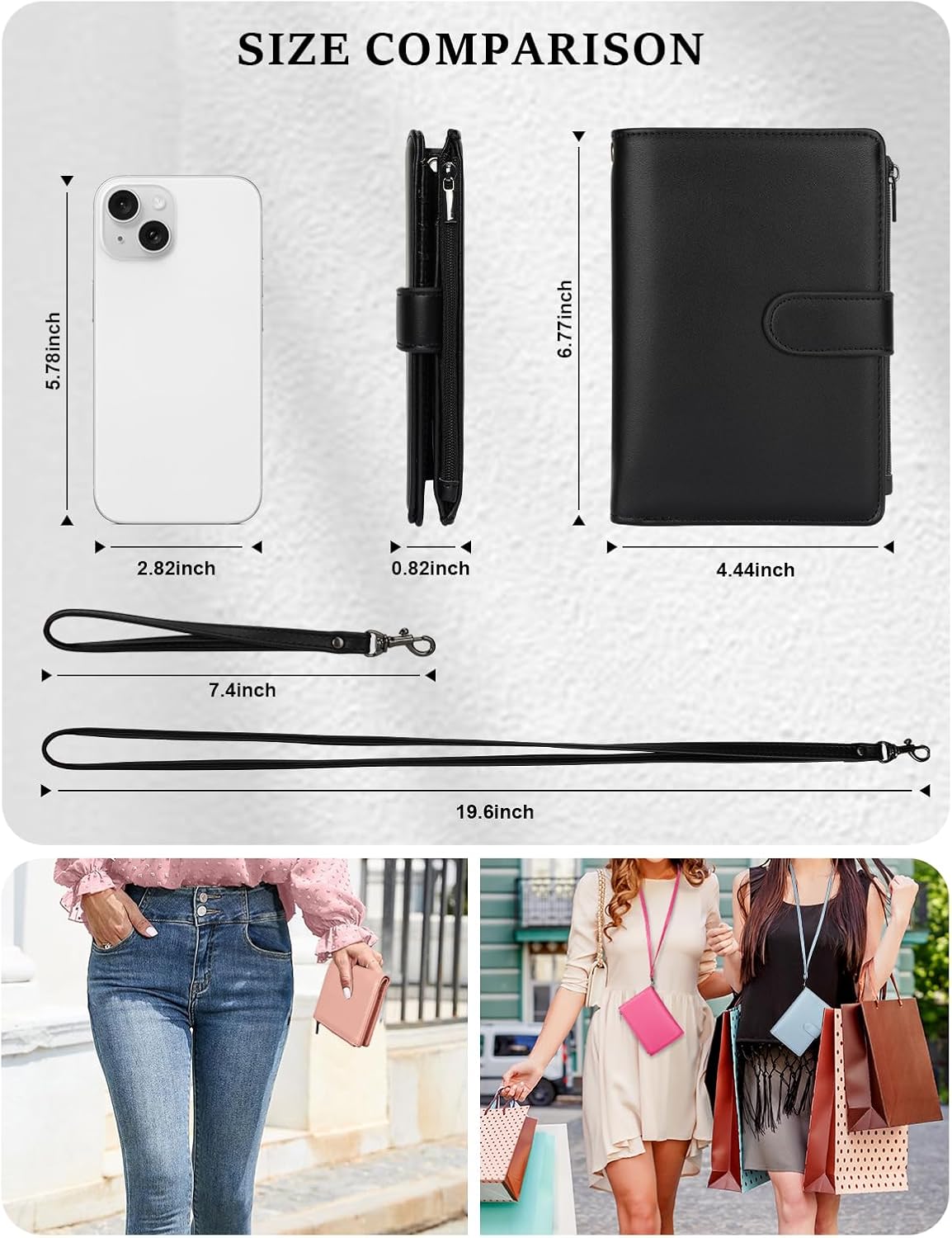 RFID Passport Holder for Women/Men Travel Gifts, Large Capacity Passport Wallet, Family Travel Documents Organizer with Card/Airtag Slots, Zipper coin pocket, Cash Holder Passport Cover Case (Black)