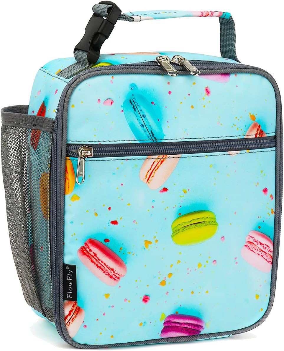 FlowFly Kids Lunch box Insulated Soft Bag Mini Cooler Back to School Thermal Meal Tote Kit for Girls, Boys, Biscuits