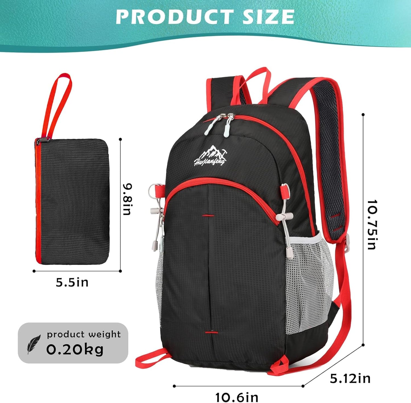 20L Small Hiking Backpack, Lightweight Foldable Daypack Water-resistant Travel Camping Packable Backpack