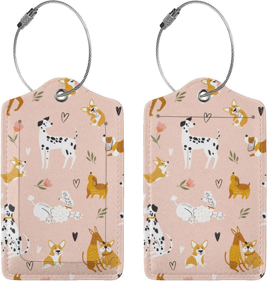 2 Pcs Dog Luggage Tag for Suitcases, Cute Corgi Tag, Cruise Ship Essential Travel Gift for Men Women Kids Boy Girl Couples, Dog Birthday Decorations, Funny Puppy Party Supplies Themed Christmas Decor