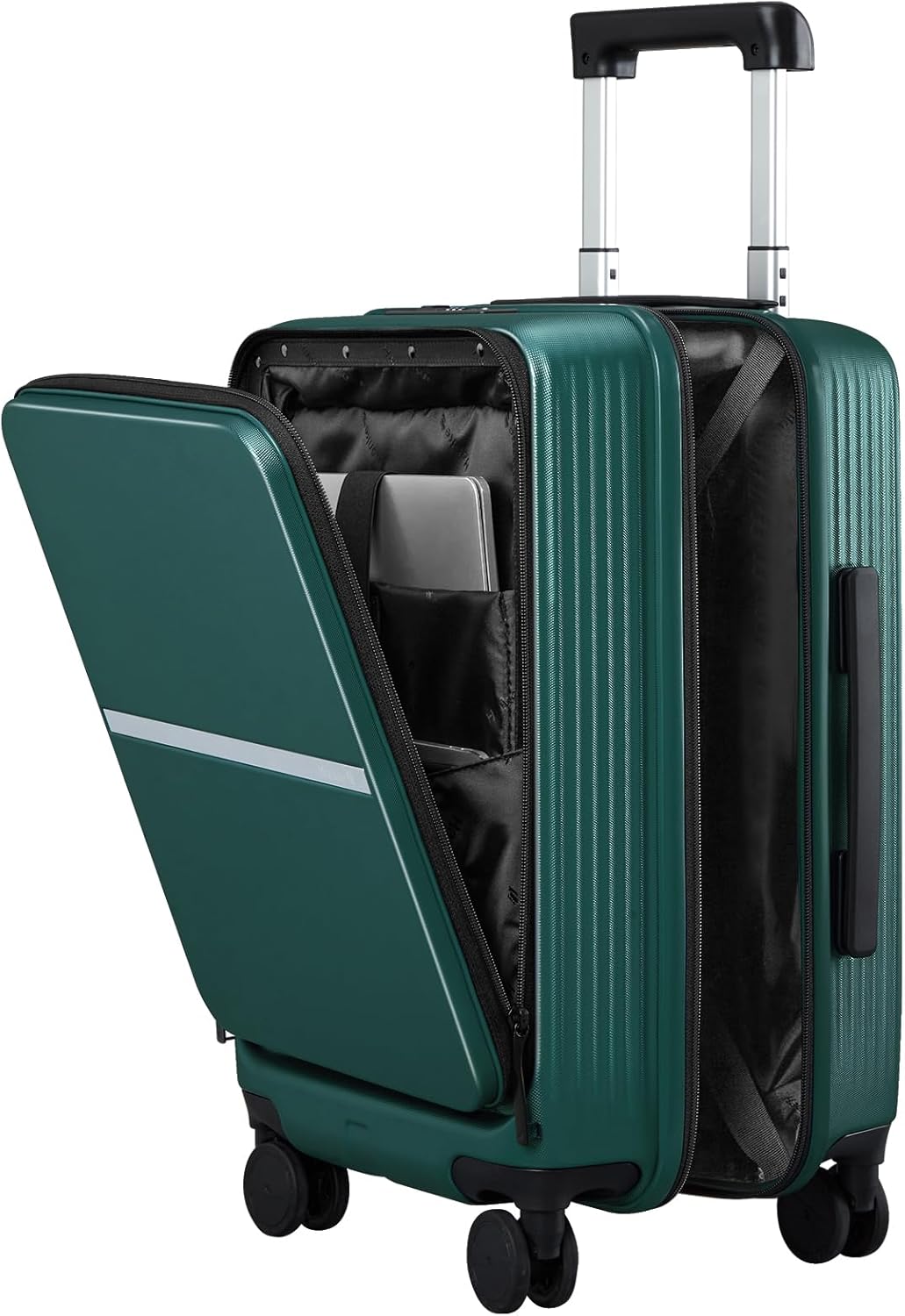 Hanke Carry On Luggage 22x14x9 Airline Approved - 20 Inch Durable PC Hard Shell Suitcase with Front Pocket, CarryOn Suitcase with Spinner Wheels, TSA Lock(Blackish Green, 32L)
