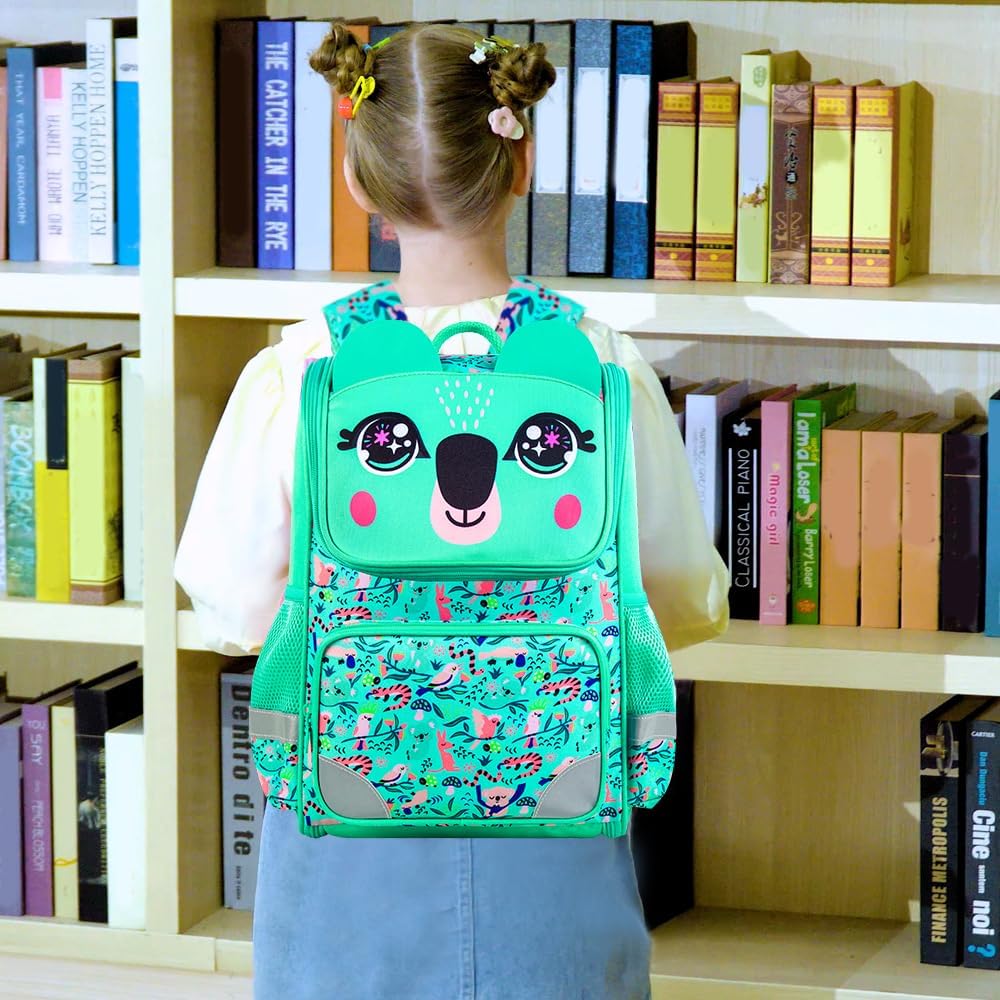 KLFVB 3PCS Backpack for Girls and Boys, 15" Unicorn Dinosaur Bookbag with Lunch Box, Kids Preschool School bag