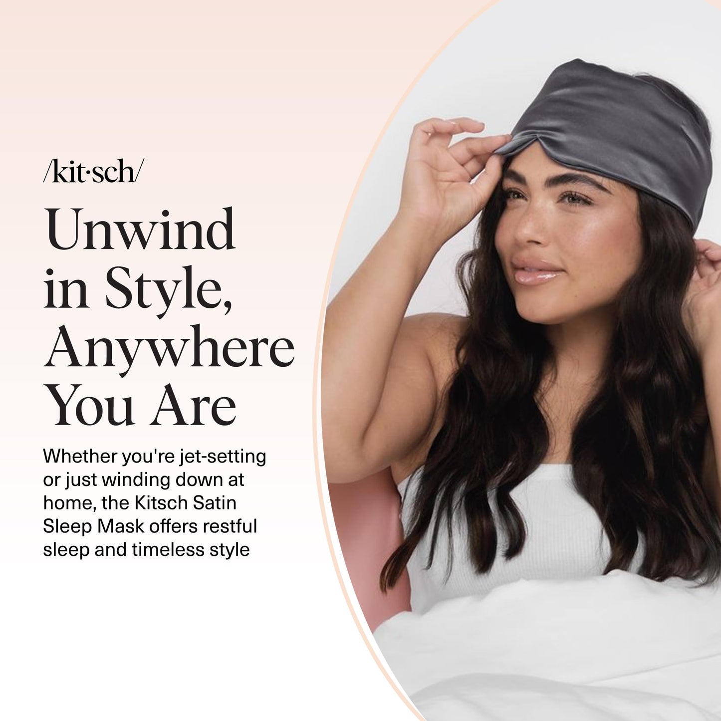 Kitsch Satin Sleep Mask | Eye Masks for Sleep - Charcoal Black