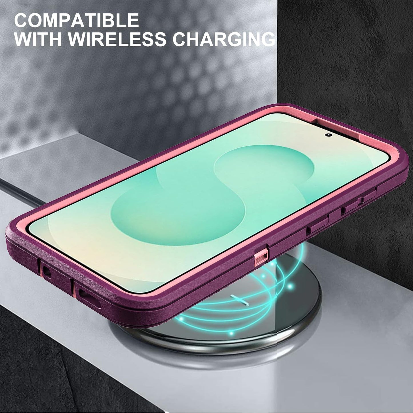 for Samsung Galaxy S25 Plus Case, Military Grade 3 in 1 Heavy Duty Shockproof/Drop Proof/Dust Proof Case with 2Pcs Tempered Glass Screen Protector & 1PcsCamera Lens Protector (Purple/Pink)