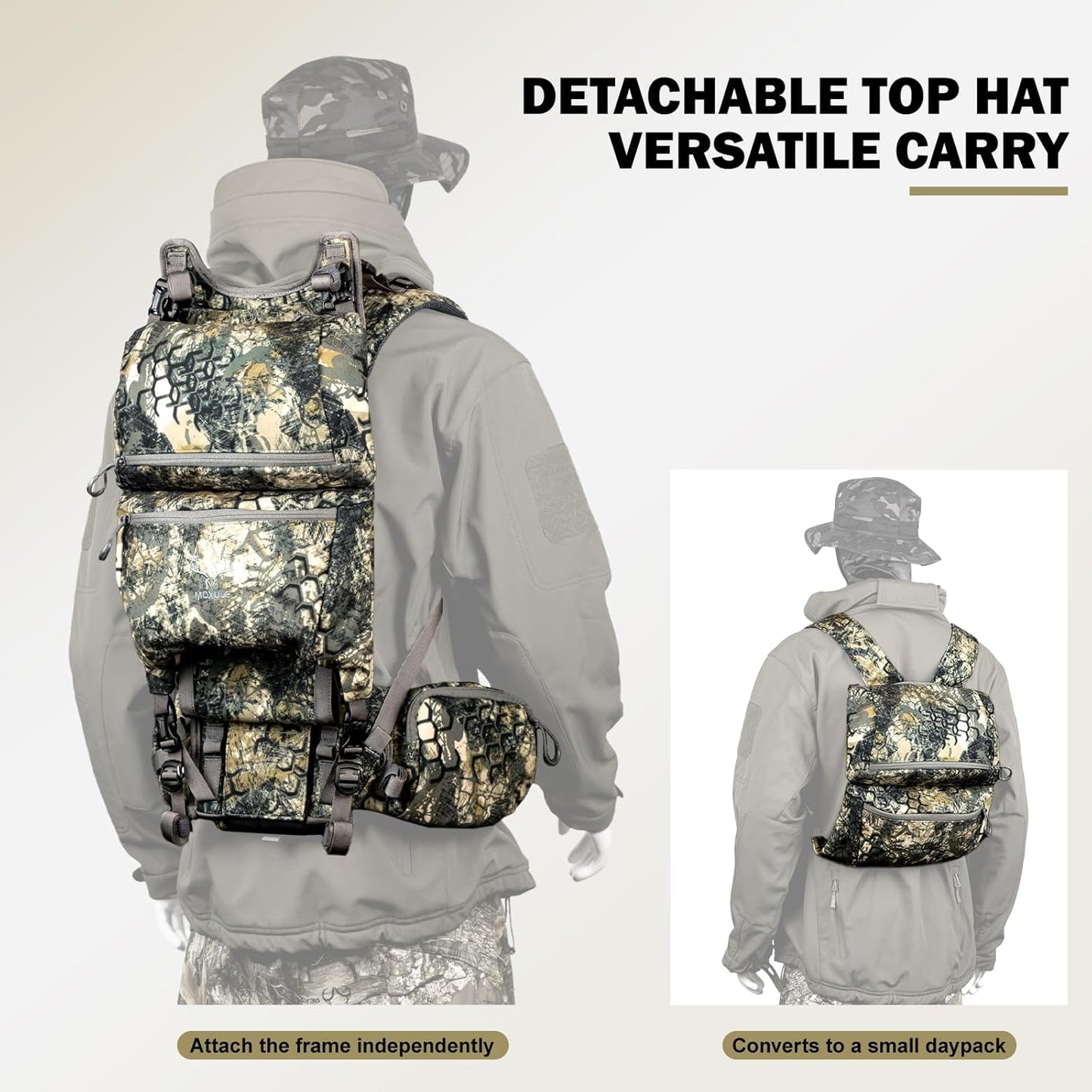Pro 3600 Camo Frame Backpack - Meat Hauler Pack with Rain Cover for Outdoor