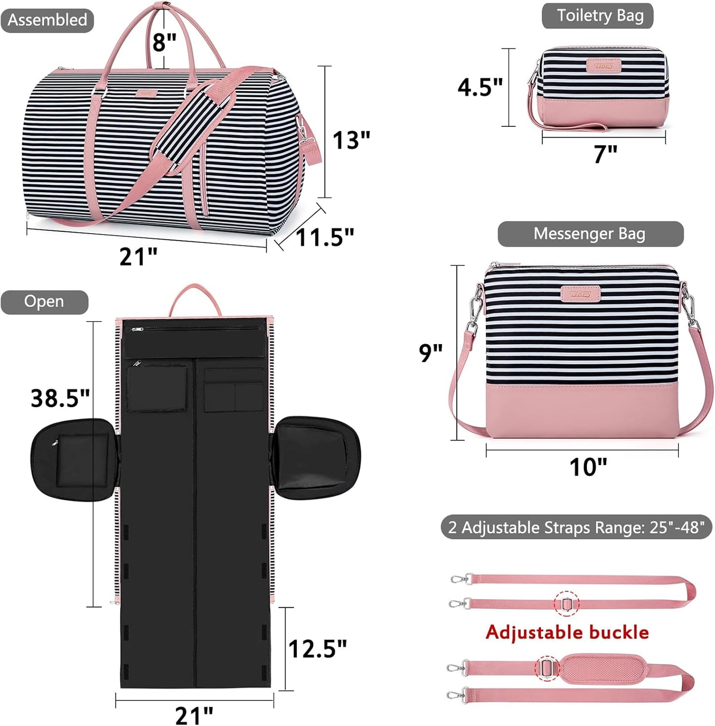 Convertible 2-in-1 Garment Bags for Travel, Carry On Garment Duffle Bag With Shoe Compartment Large Weekender Bag for Women Men Hanging Suitcase Suit Travel Duffel Overnight Bags 4pcs Set