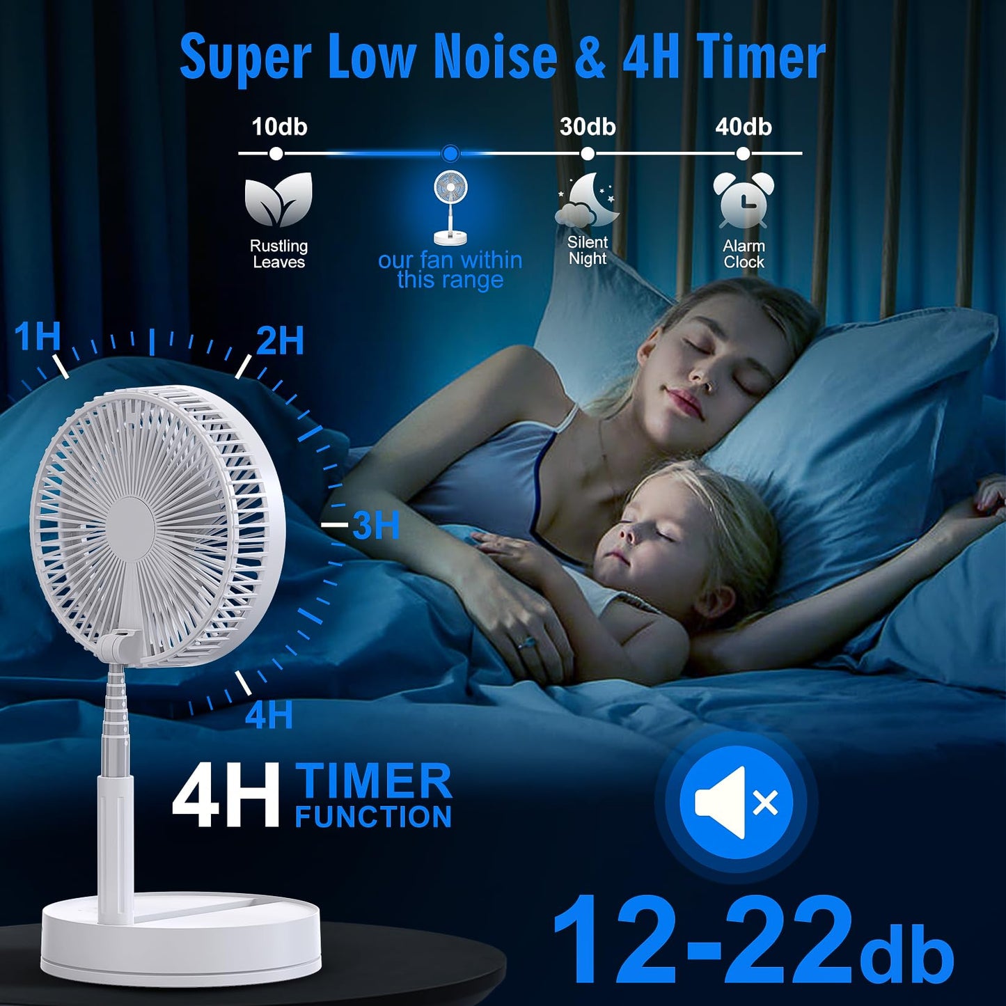 Portable Foldable Rechargeable Oscillating Fan - 8.6" 8000mah Remote Fan