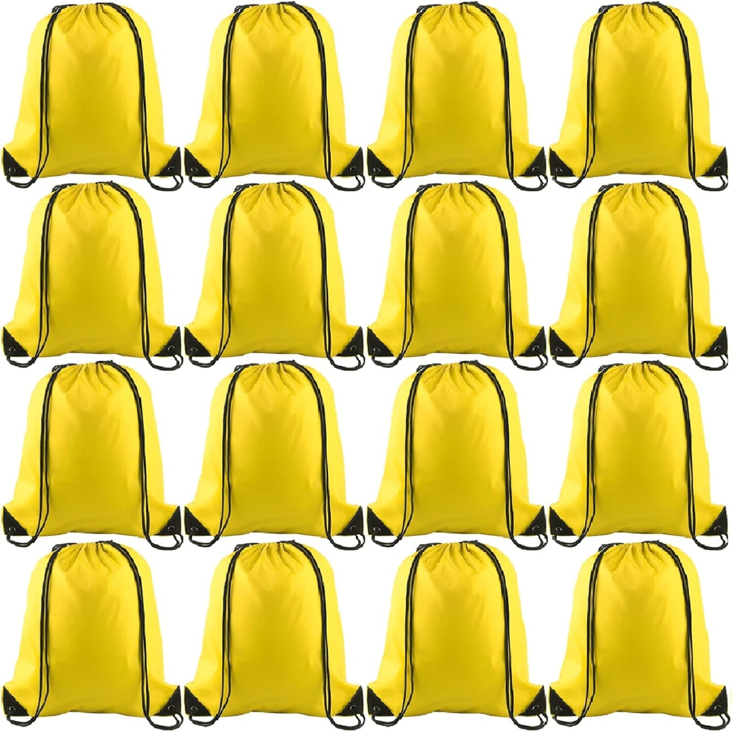 KUUQA 12 Pcs Drawstring Backpack Bags Bulk Yellow Drawstring Bag Foldable Gym Bag Sports Cinch Sack