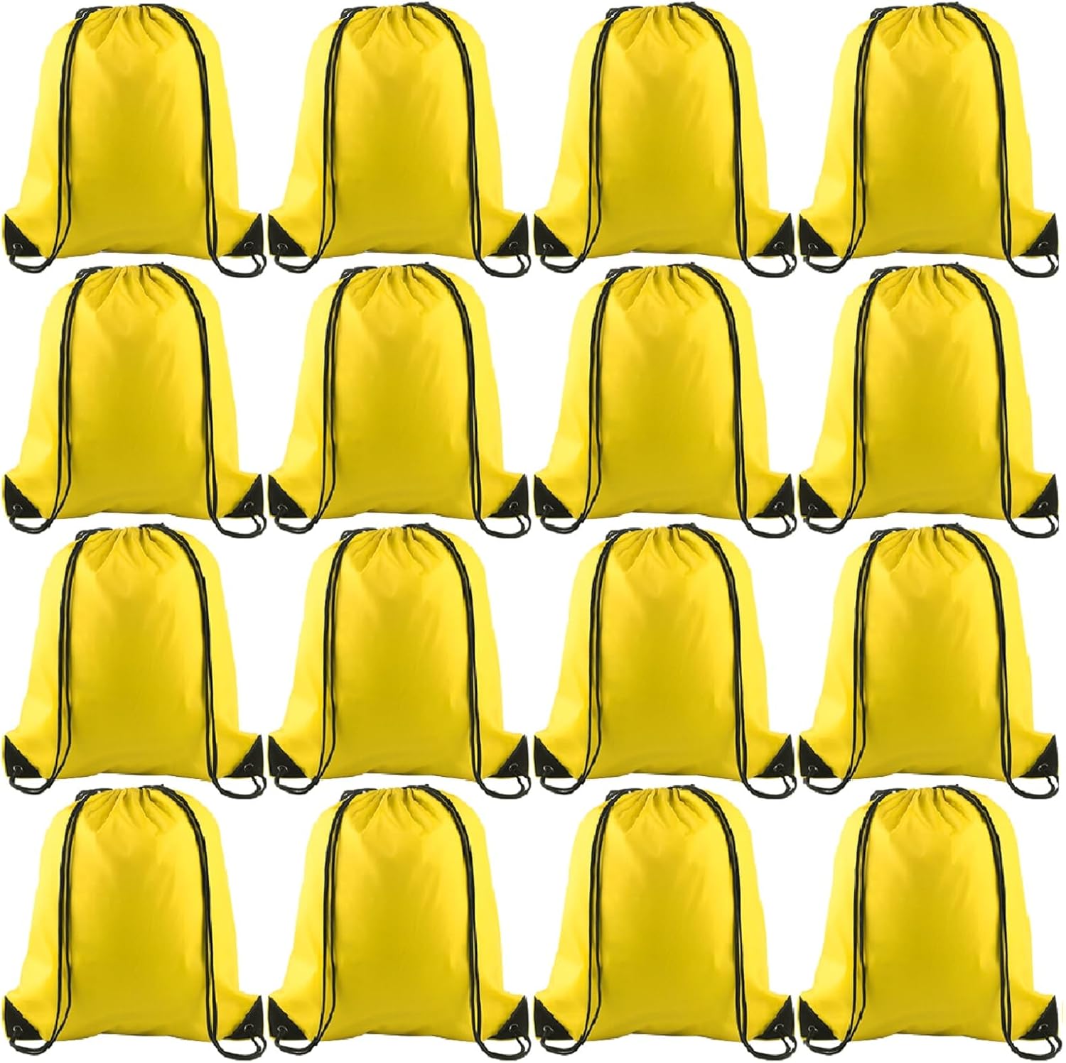 KUUQA 12 Pcs Drawstring Backpack Bags Bulk Yellow Drawstring Bag Foldable Gym Bag Sports Cinch Sack