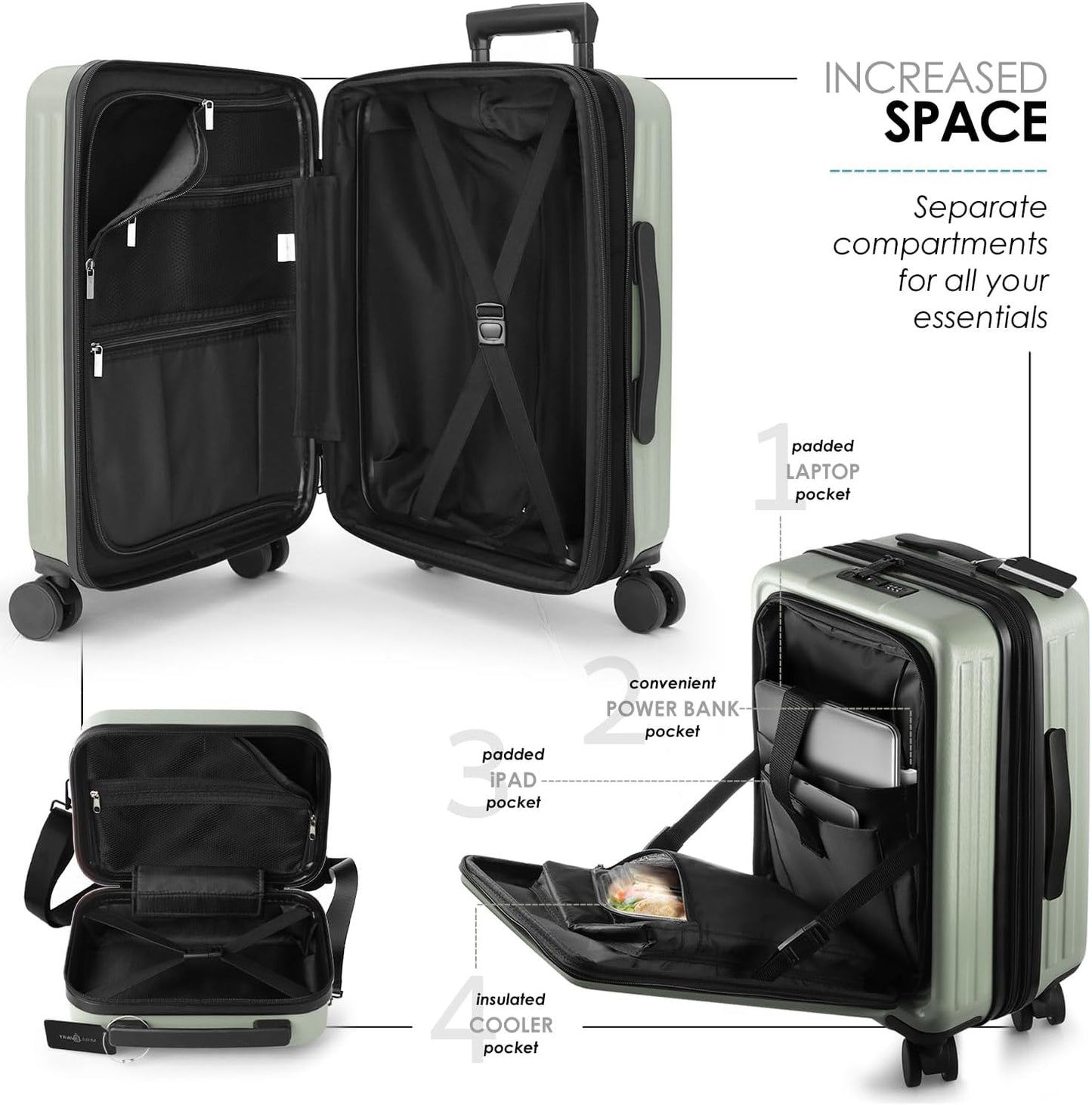 22 Inch Carry On Luggage 22x14x9 Airline Approved, Carry On Suitcase with Wheels, Hard-shell