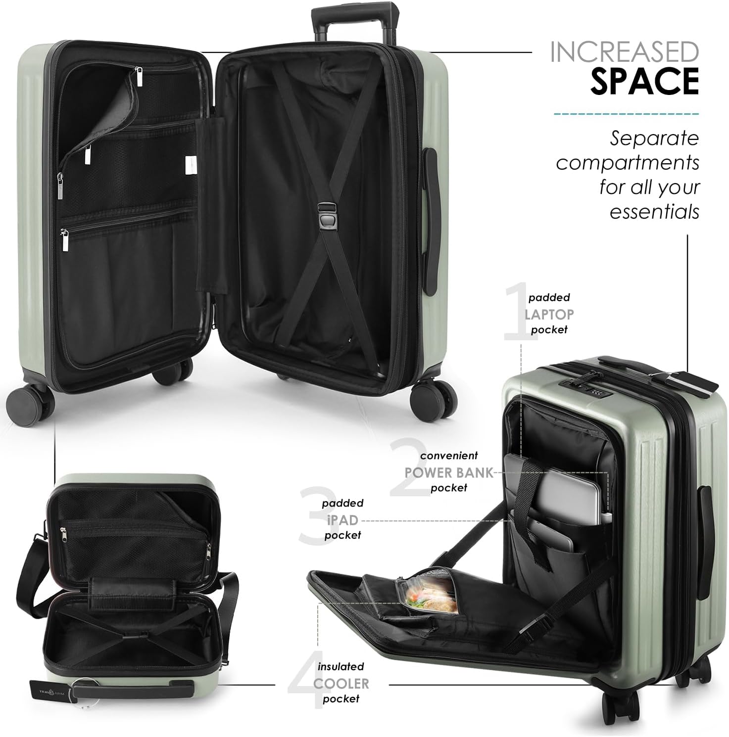22 Inch Carry On Luggage 22x14x9 Airline Approved, Carry On Suitcase with Wheels, Hard-shell