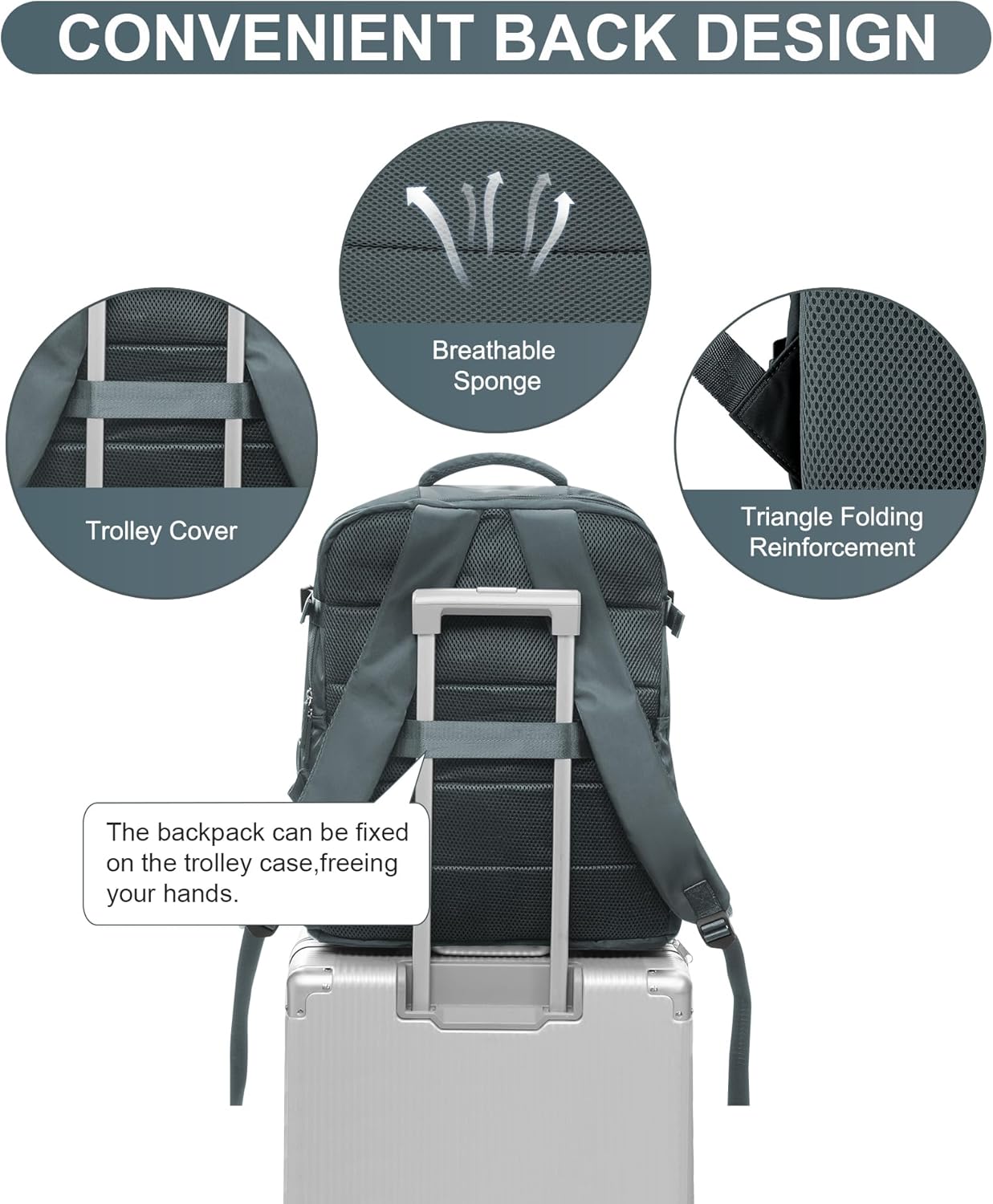 WONHOX Large Travel Backpack Carry on Flight Approved Laptop Work Business Backpack for Women Men