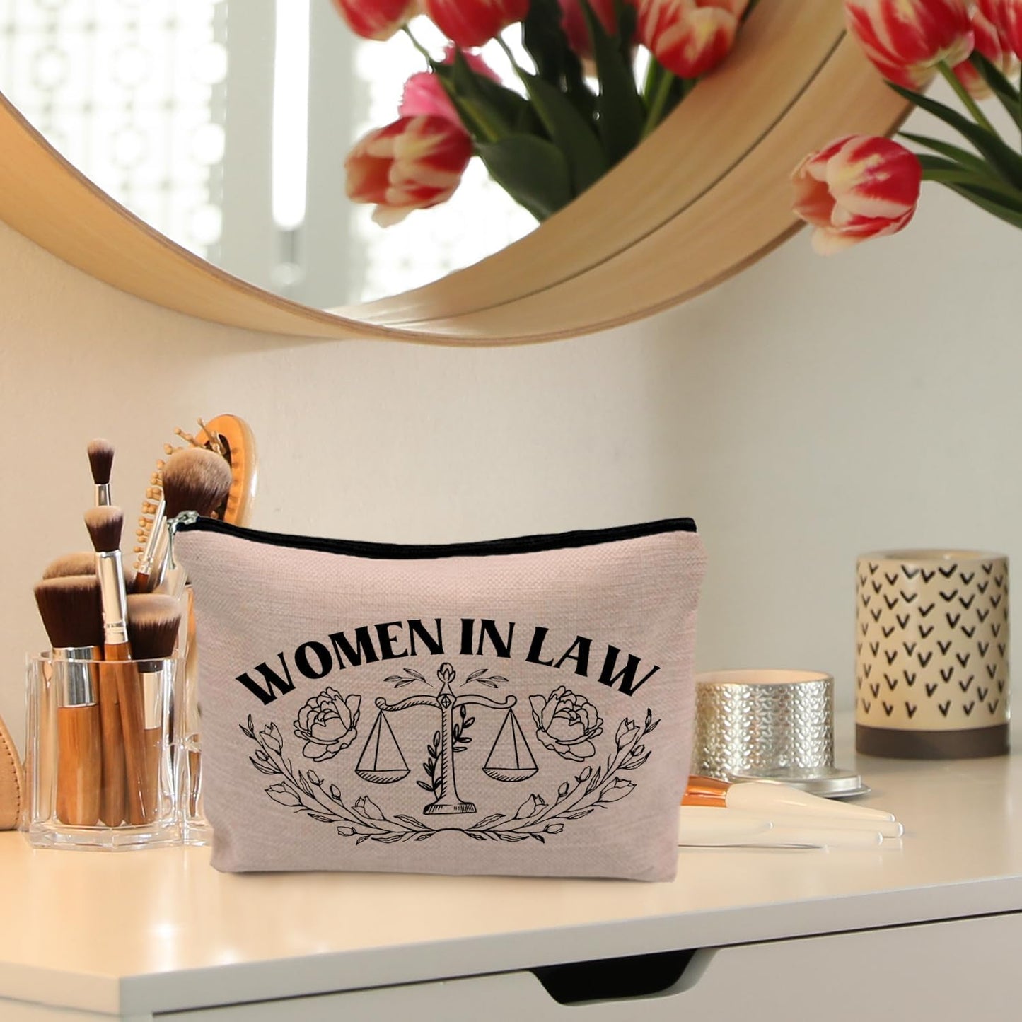 Lawyer Gifts for Women - Law Graduation & Future Lawyer Gift Set, Women in Law Cosmetic Bags Makeup Pouch (Pink)