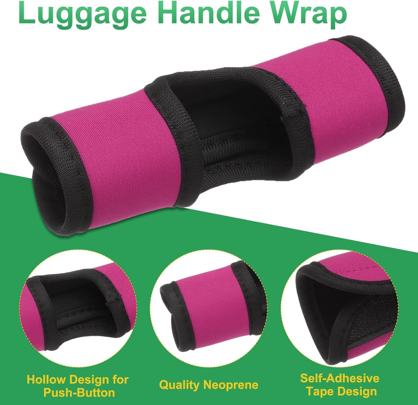 uxcell Luggage Handle Wrap, 4 Pcs Hollow Neoprene Handbag Grip Cover Protector Luggage Identifiers Suitcase Handle Wraps for Luggage Suitcase Travel Bags, Rose Red