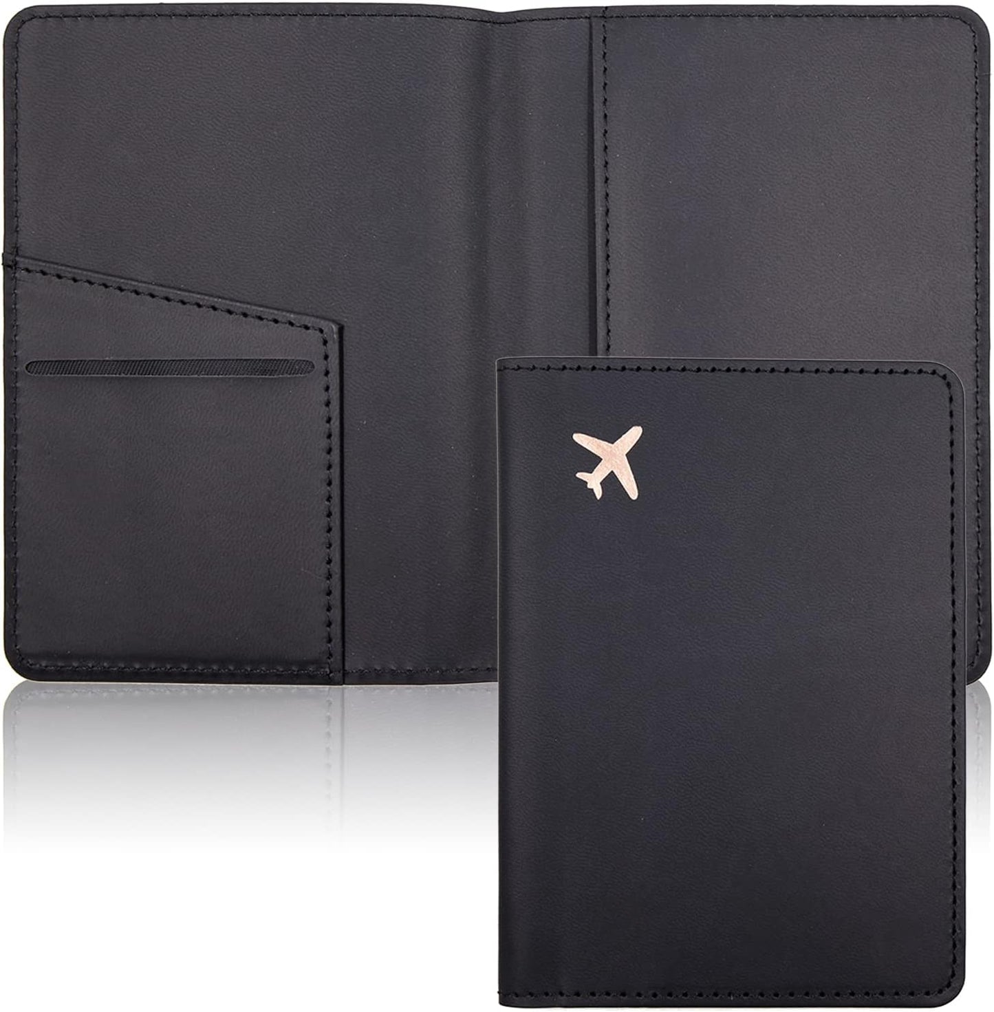 Deziliao Passport Holder,Passport Holder Card Slots, Passport and Vaccine Card Holder Combo, Cute Passport cover for Women and Men, with Waterproof Rfid Blocking, Passport Travel Wallet(Black)