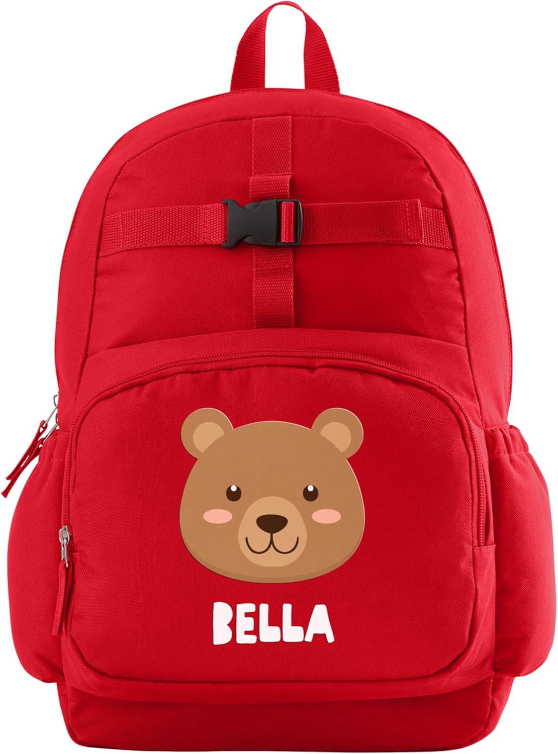 Let's Make Memories Personalized Kids Backpack - Backpack for School - For Animal Lovers - Back to School - Bookbag - Matching Lunchbox/Water Bottle Sold Separately - Red - Bear