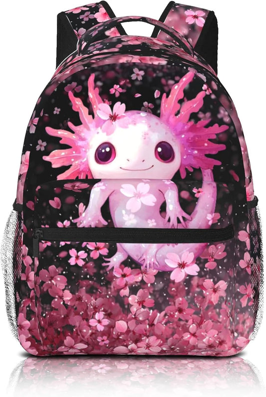 Axolotls Backpack for Girls Cute Axolotls School Backpack For Kids Lightweight Adjustable Elementary Middle School Students Bookbag Travel Back Pack for Children Teens Age 6-18