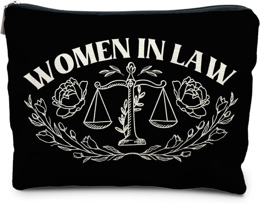 Lawyer Gifts for Women - Law Graduation & Future Lawyer Gift, Women in Law Cosmetic Bag - Black Makeup Pouch