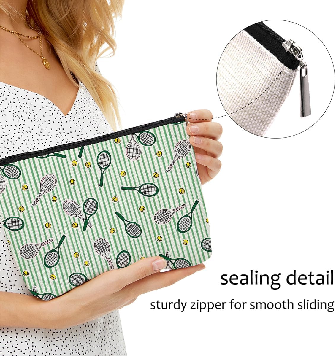Tennis Gifts, Inspirational Tennis Makeup Bag, Tennis Accessories Tennis Gift Cosmetic Bag Toiletry