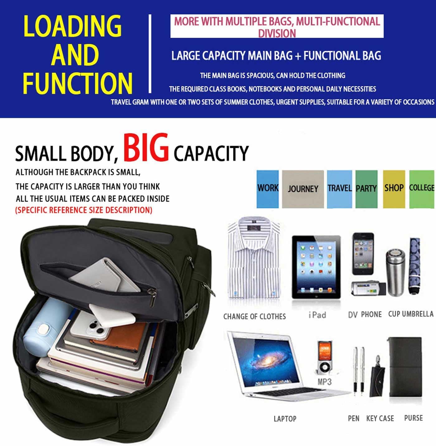 Men's Multilayer Backpack Business Casual Large Capacity Multifunctional Laptop Bag (Grey)