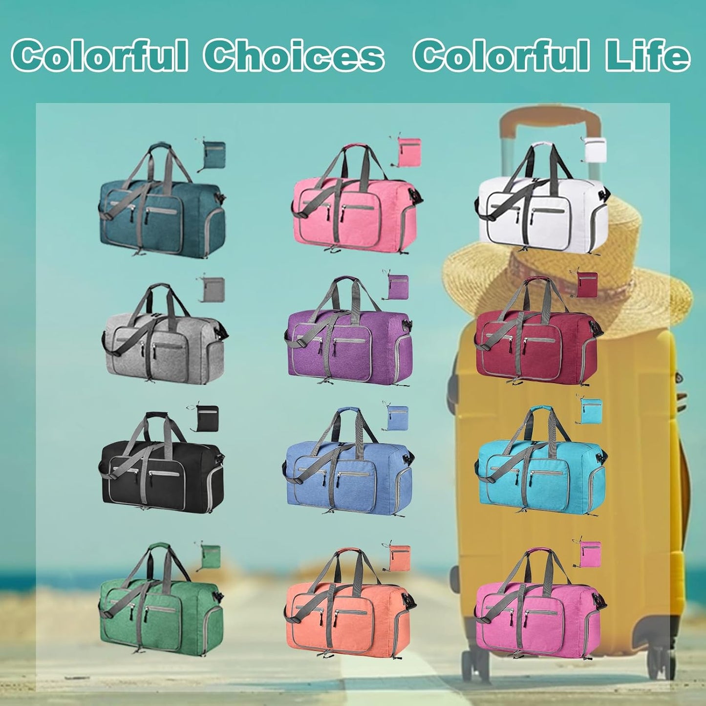 Dimayar 85L Travel Duffle Bag for Men Women - Foldable Duffel Bag with Shoes Compartment - Overnight Bags Waterproof & Tear Resistant(White)
