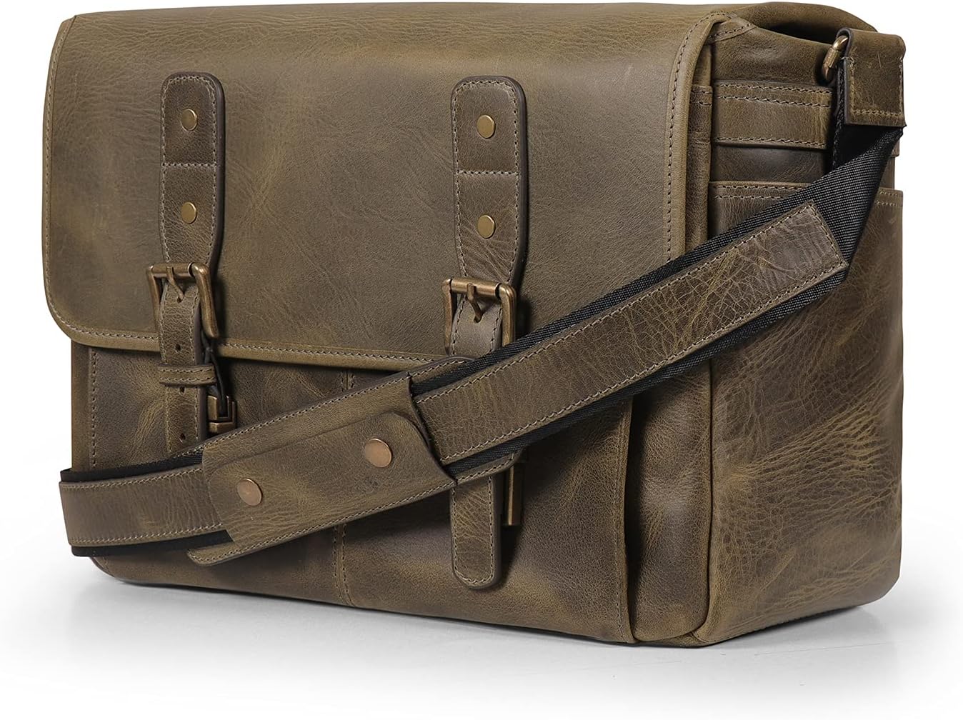 MegaGear Italian Leather Messenger Bag, Lightweight Unisex Business Briefcase Satchel Portfolio, Multi Compartment