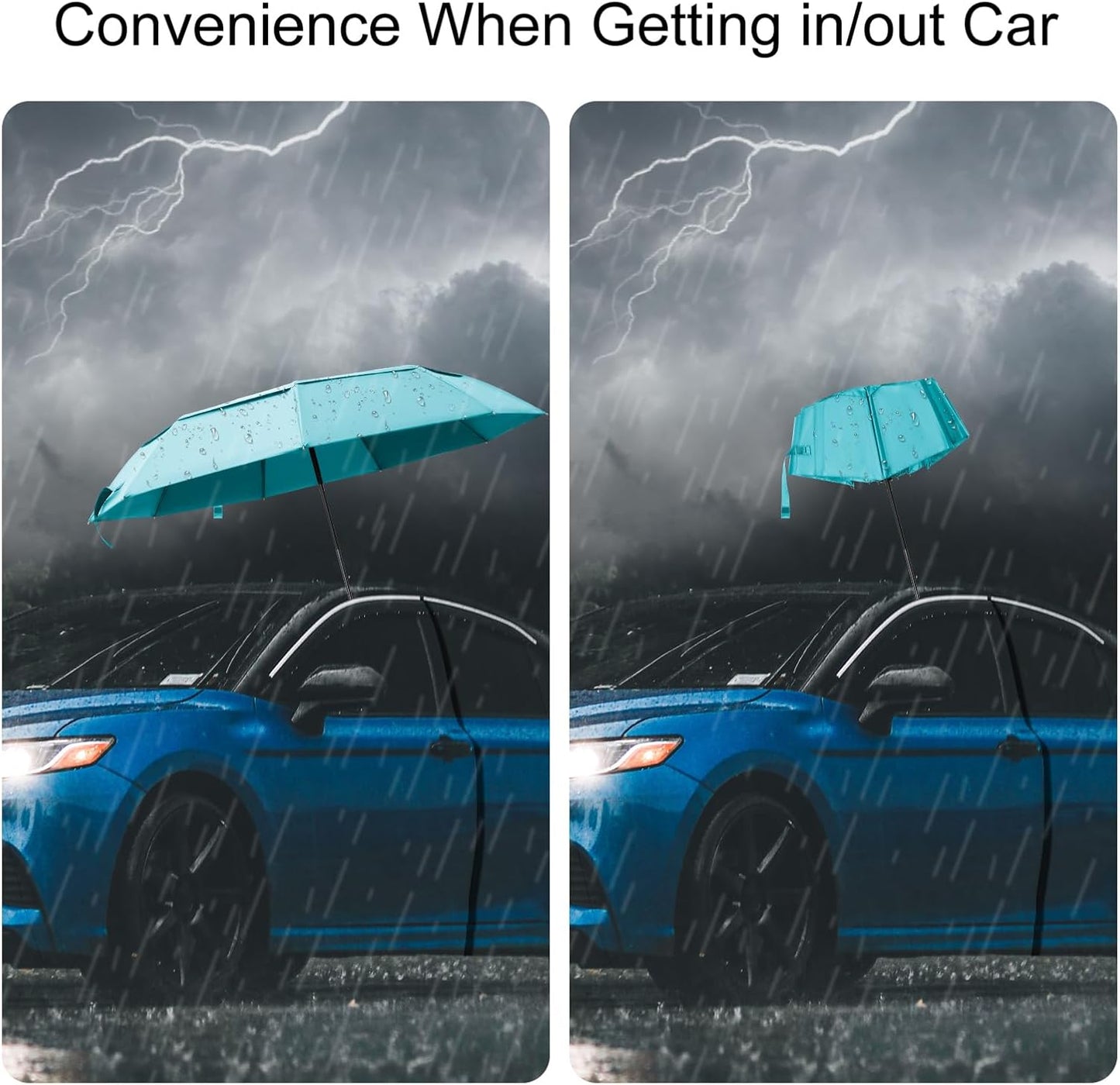 TradMall Travel Umbrella, 42/45 Inches Double Vented Canopy Windproof Automatic Strong Compact Folding Umbrellas for Rain Women and Men